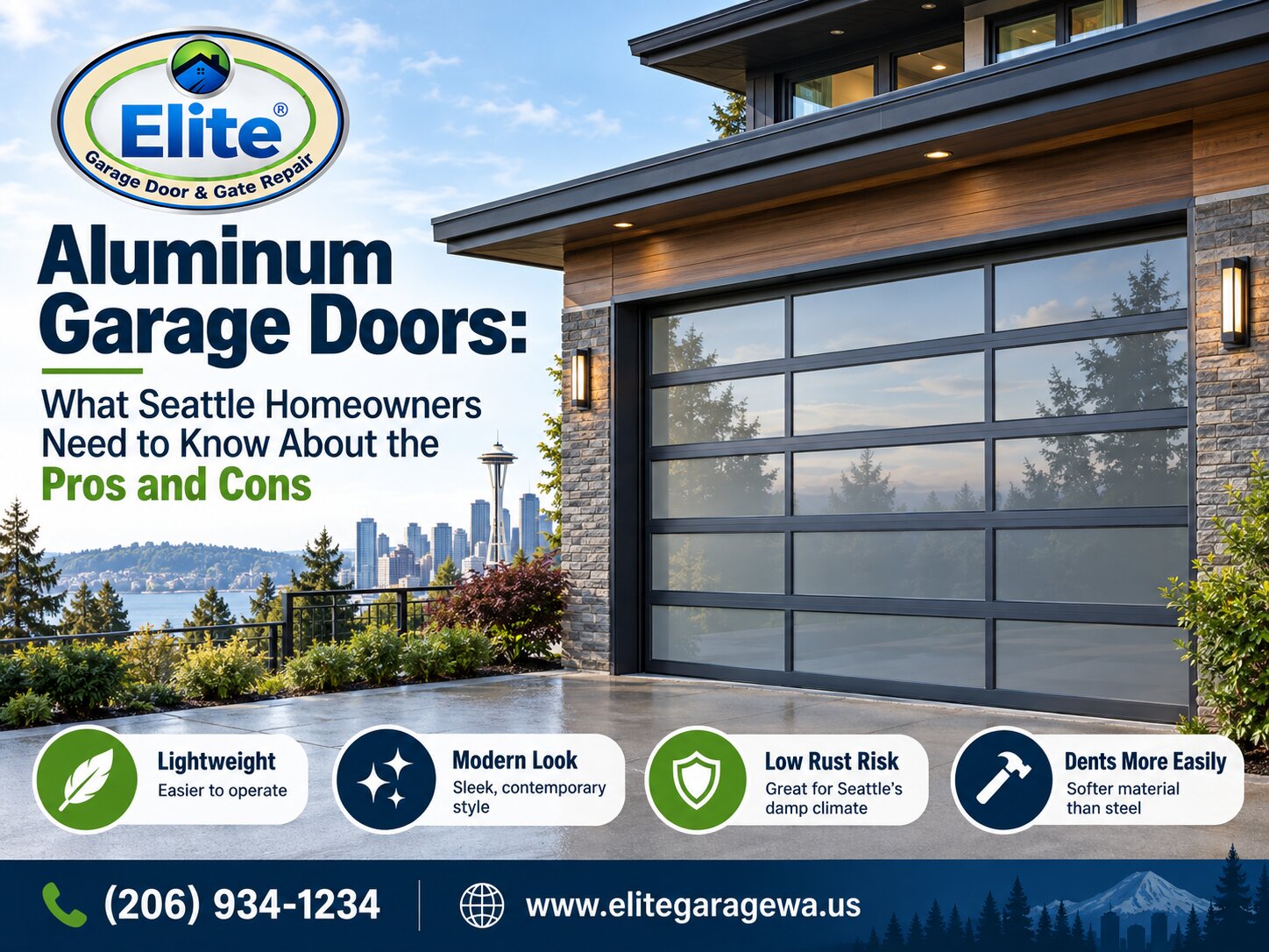 Aluminum Garage Doors: What Seattle Homeowners Need to Know About the Pros and Cons
