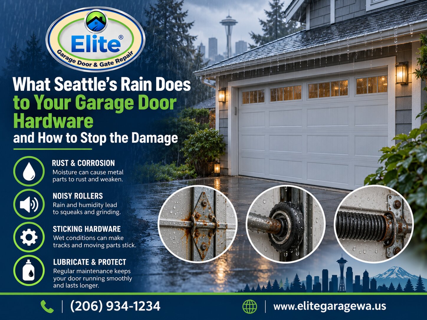 What Seattle's Rain Does to Your Garage Door Hardware and How to Stop the Damage