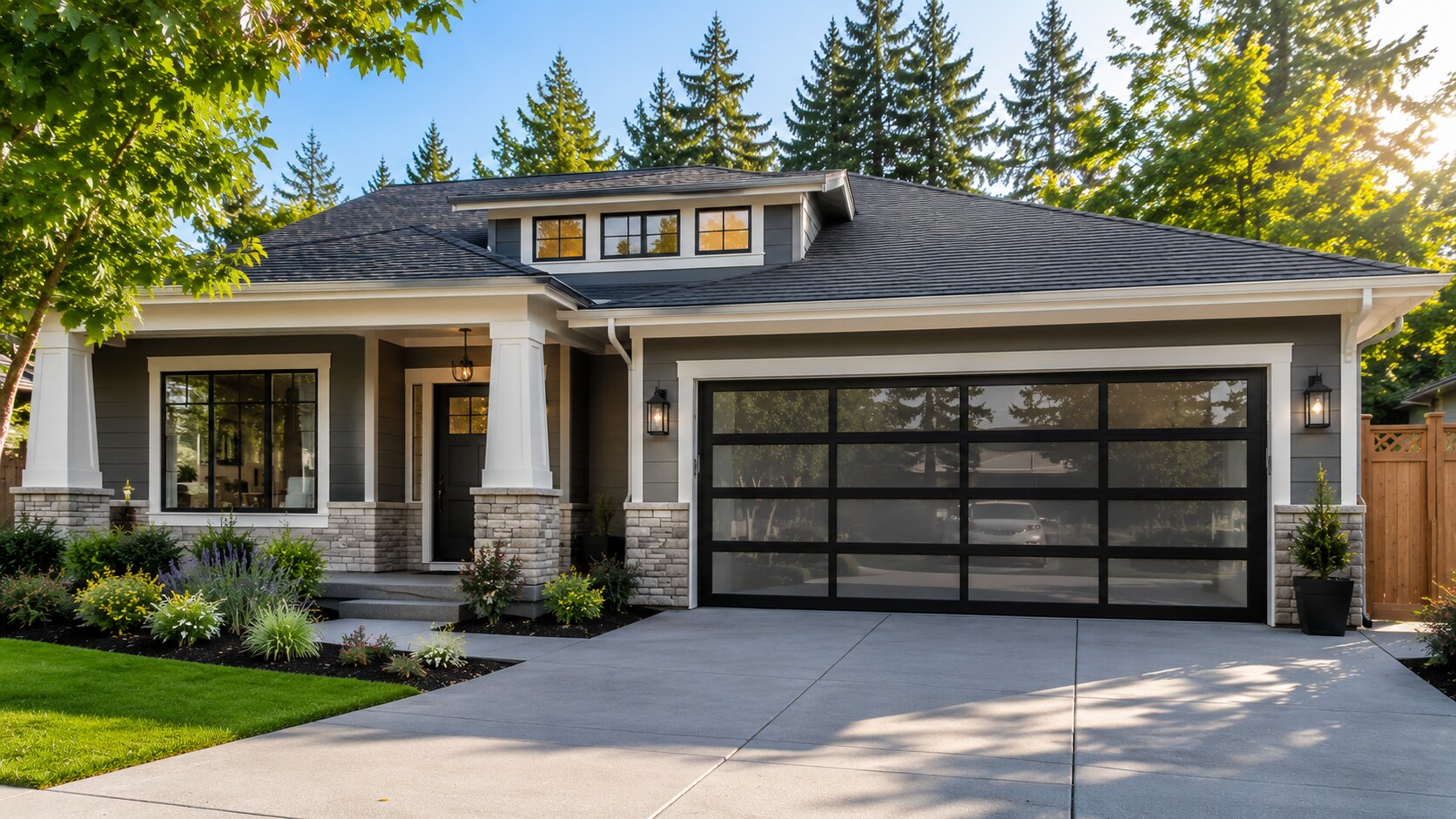 full-view-glass-panel-garage-door-double-car-black-frame full-view-glass-panel-garage-door-double-car-black-frame