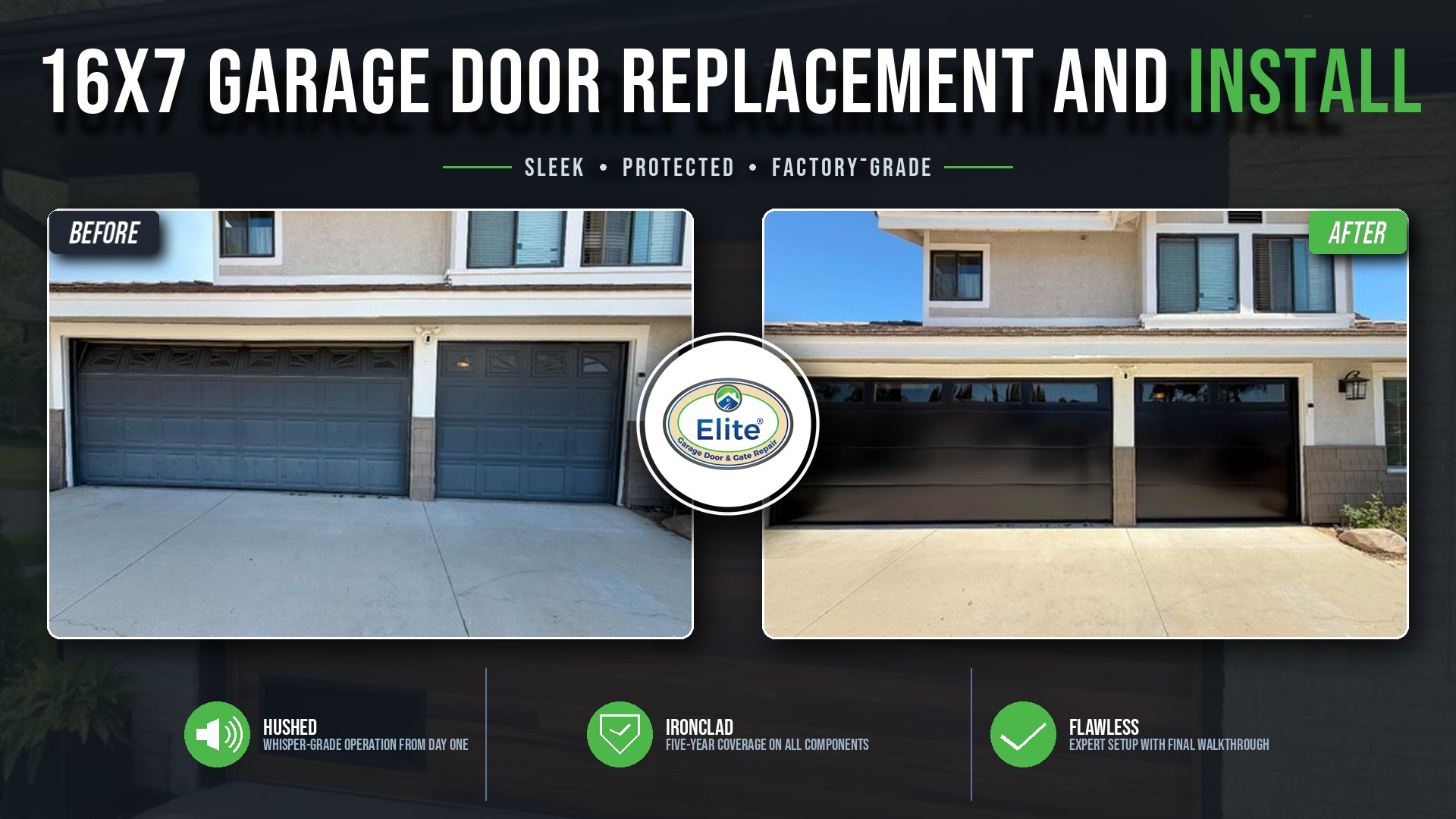 New 16X7 Garage Door & Opener Install in SeaTac 98188