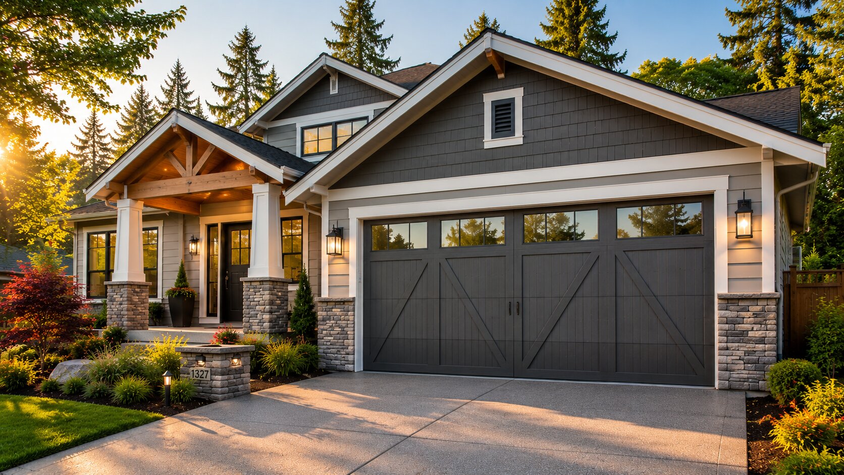 gray-carriage-style-barn-garage-door-x-brace-windows-craftsman