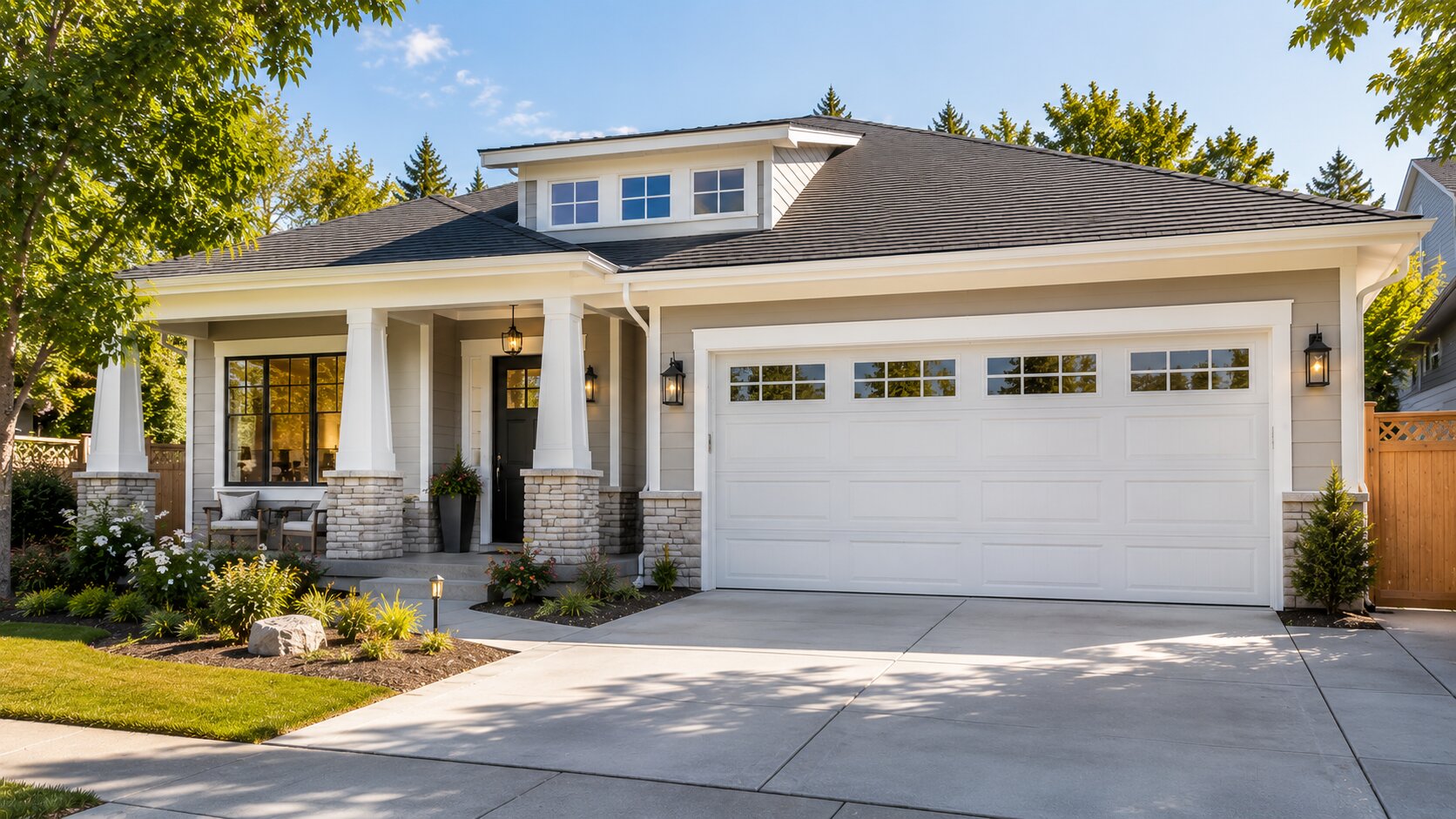 white-raised-panel-garage-door-carriage-style-windows-craftsman white-raised-panel-garage-door-carriage-style-windows-craftsman