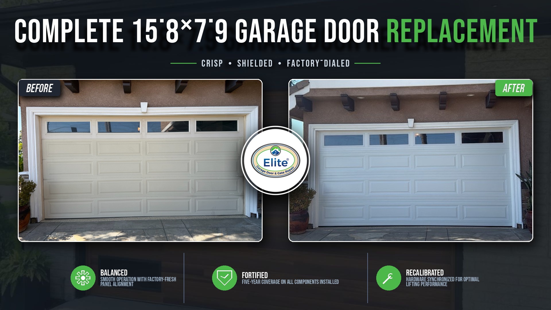 New 15.8x7.9 Garage Door Installation Federal Way 98023